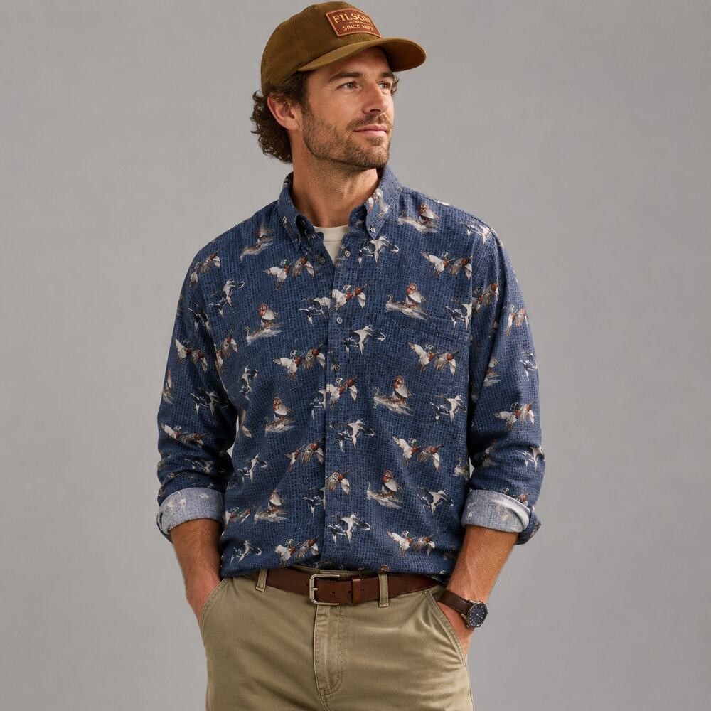 AR Outfitters Men’s Duck Print Button Down Shirt Size XL 100% Cotton